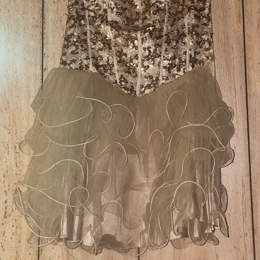 Gold sequin mini dress